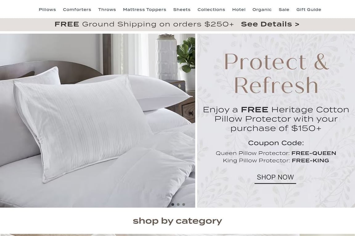Pacific Coast Feather Company homepage
