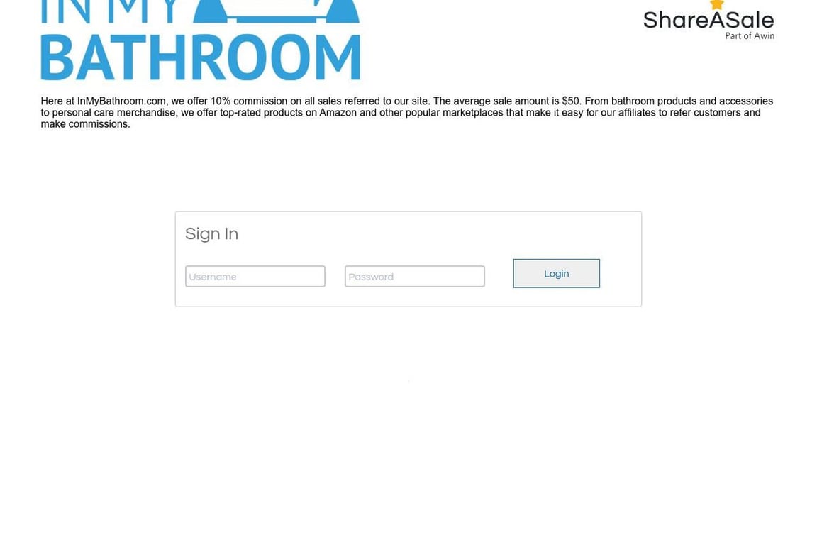 In My Bathroom affiliate program signup page