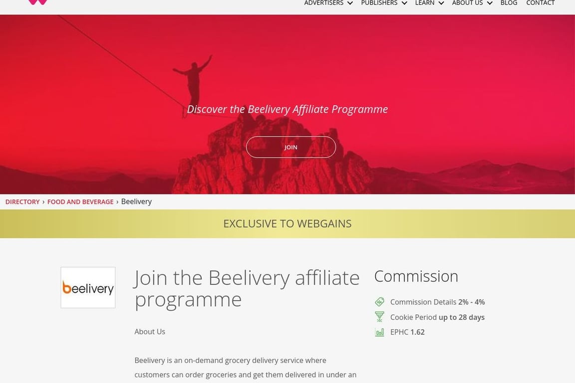 Beelivery affiliate program signup page
