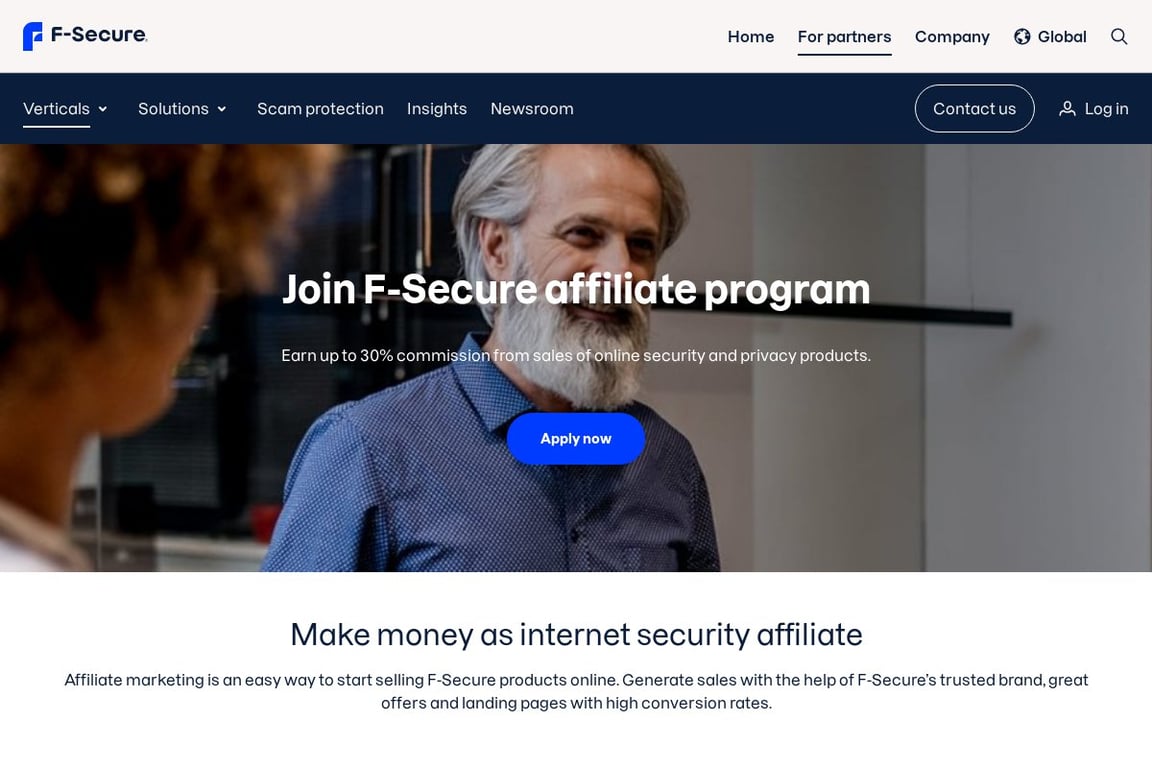 F-Secure affiliate program signup page