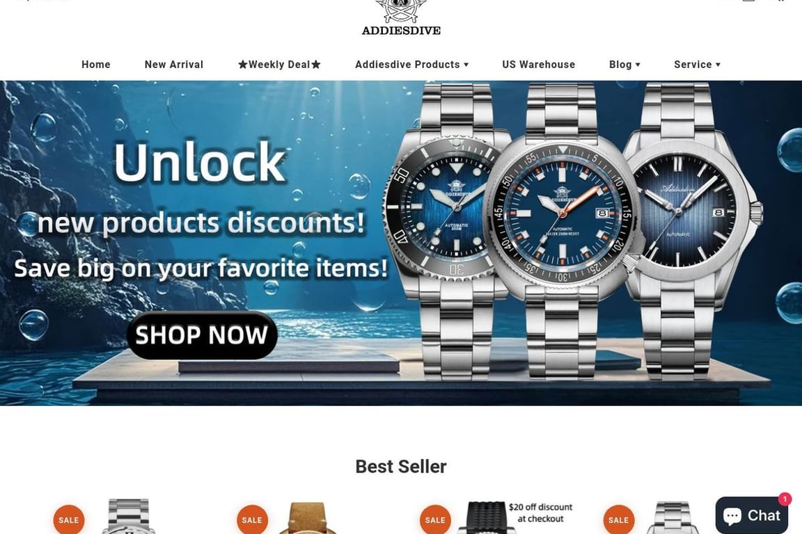 Addiesdive Watches homepage