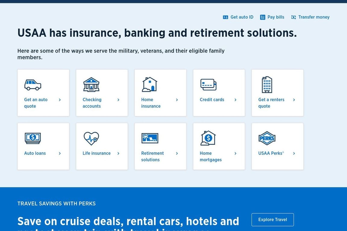 USAA homepage