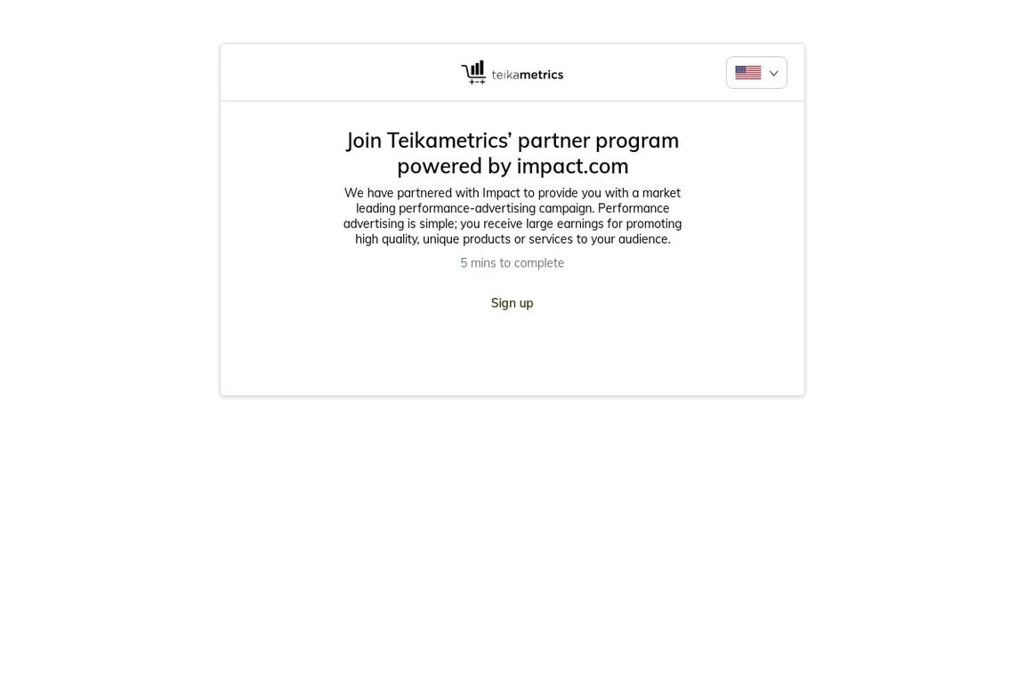 Teikametrics affiliate program signup page