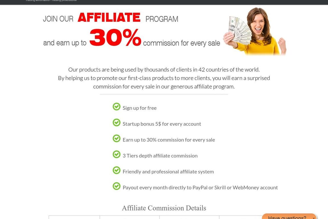 Auto Fx Pro affiliate program signup page