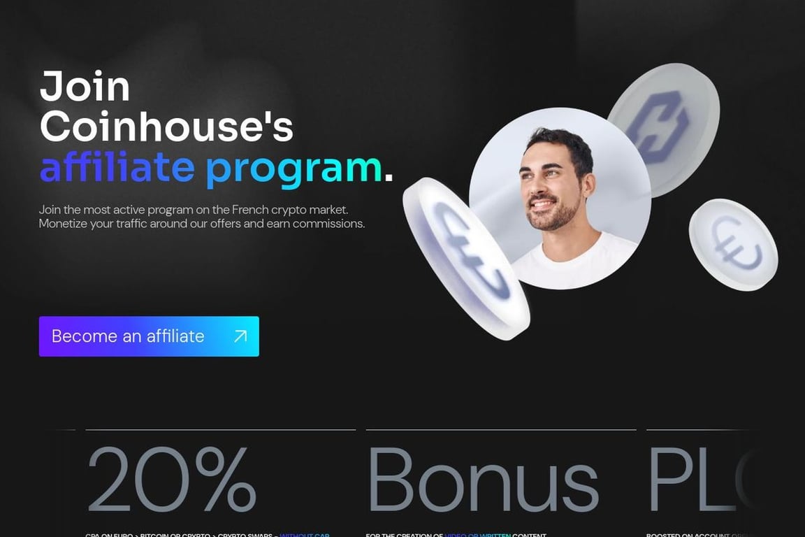 Coinhouse affiliate program signup page