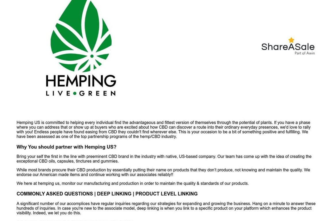 Hemping Us affiliate program signup page