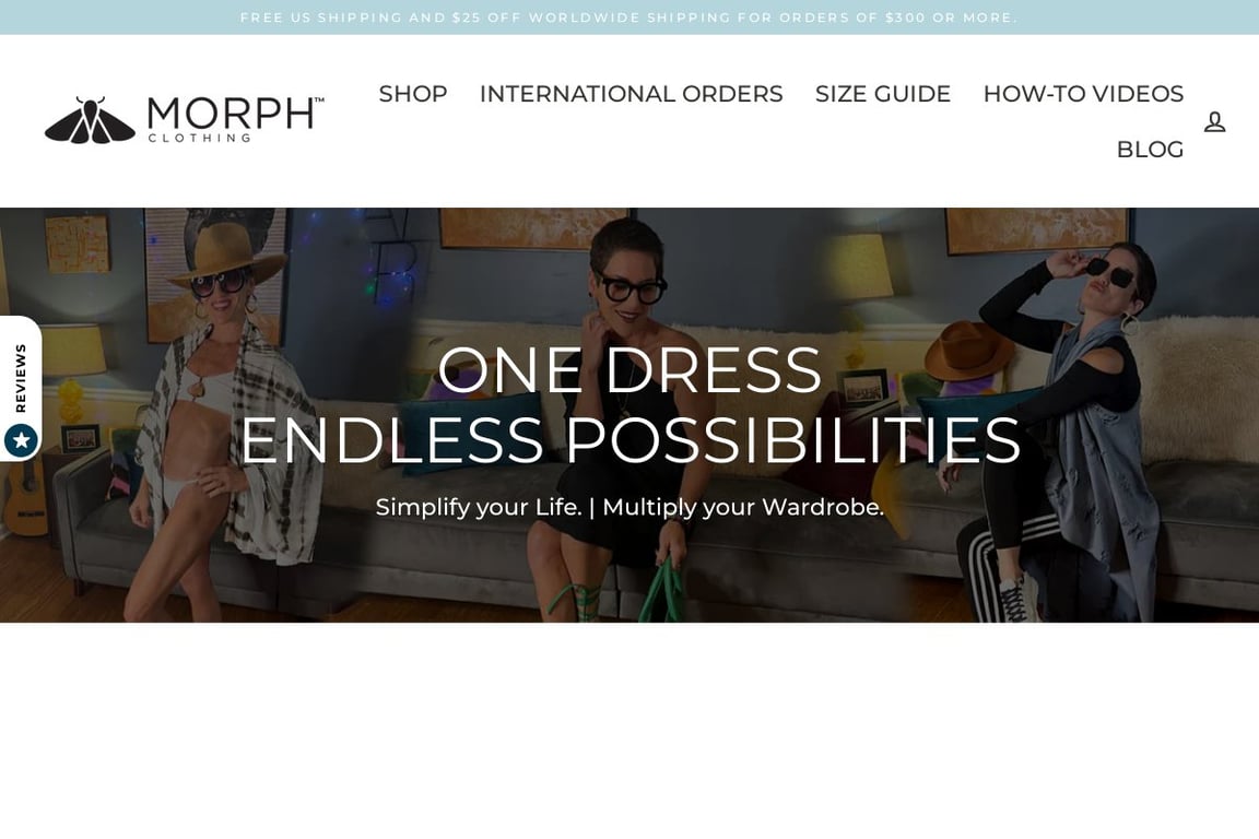 Morph Clothing homepage