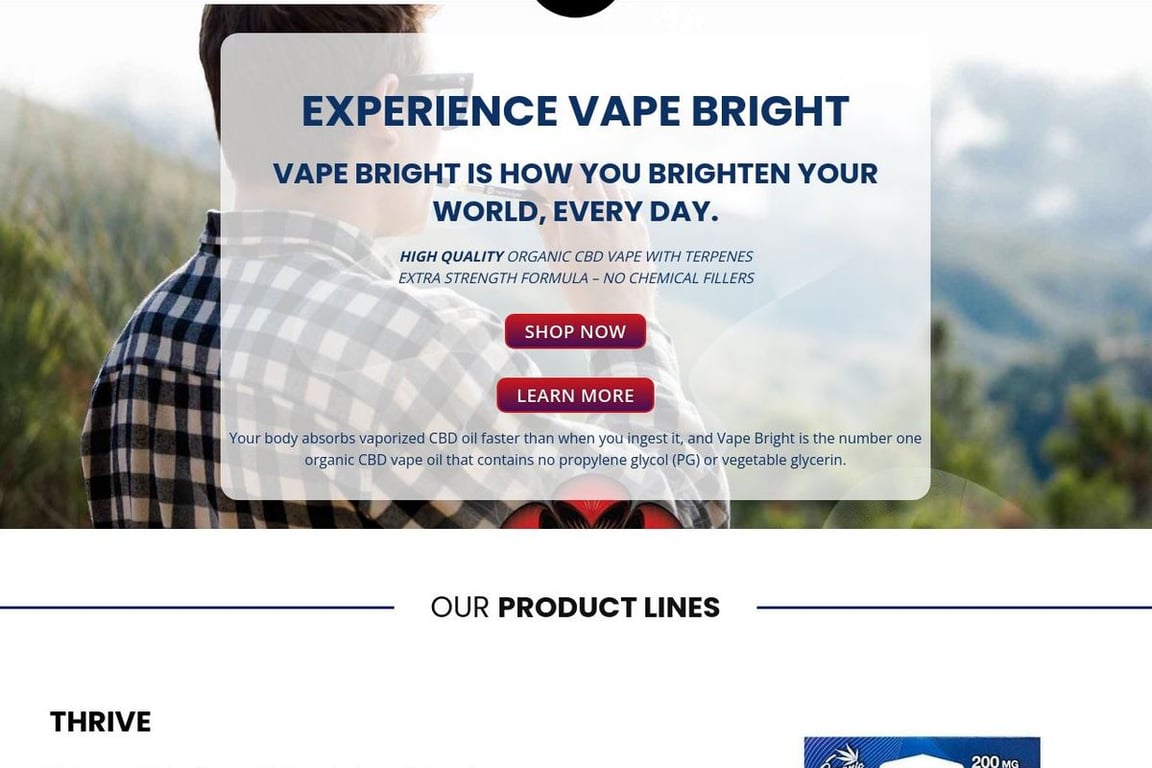 Vape Bright homepage