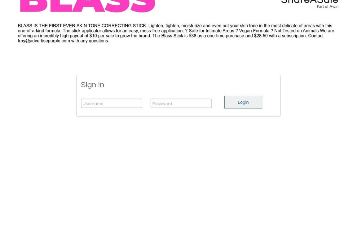 Blass affiliate program signup page