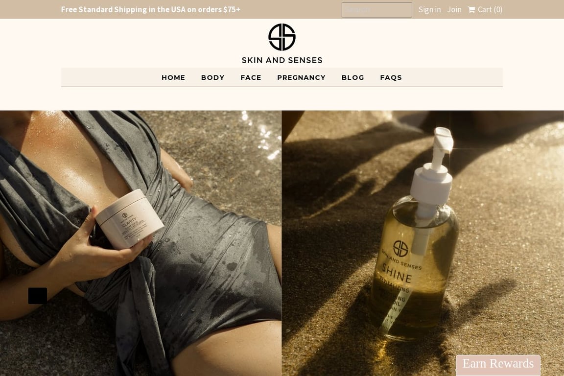 Skin And Senses homepage