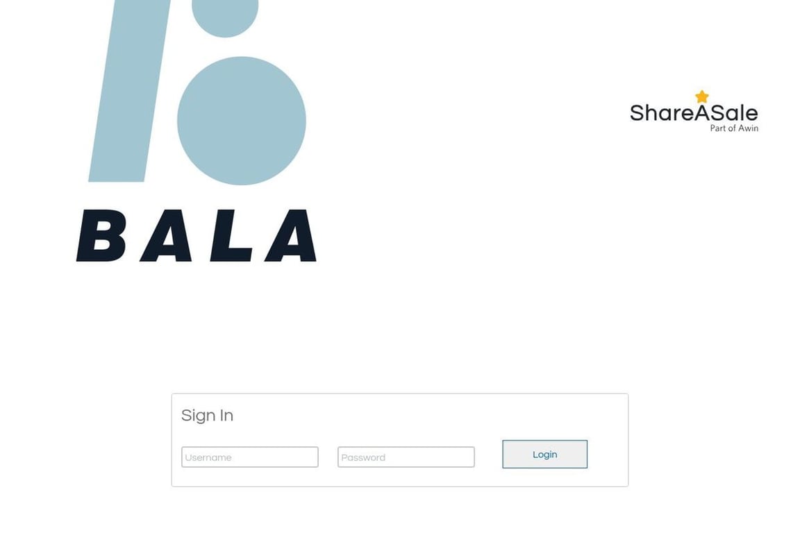 BALA Footwear affiliate program signup page