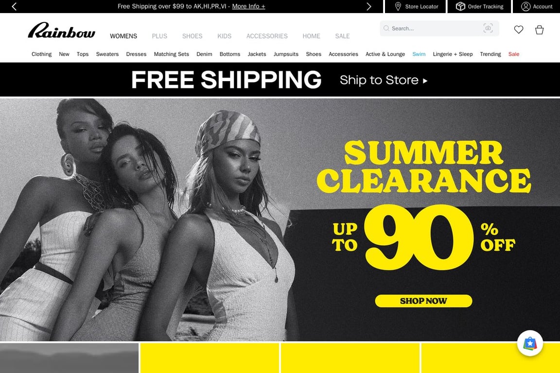 Rainbow Shops homepage