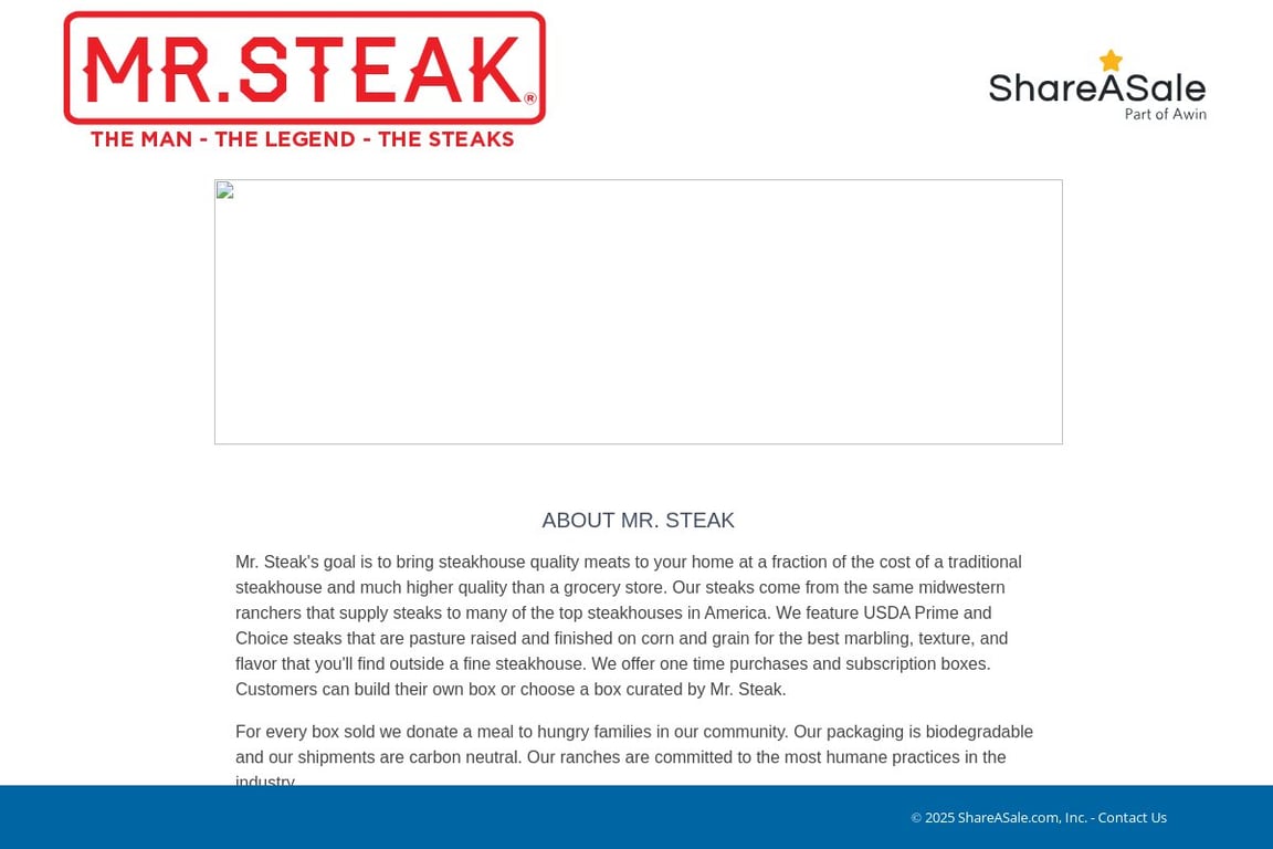 Mr. Steak affiliate program signup page