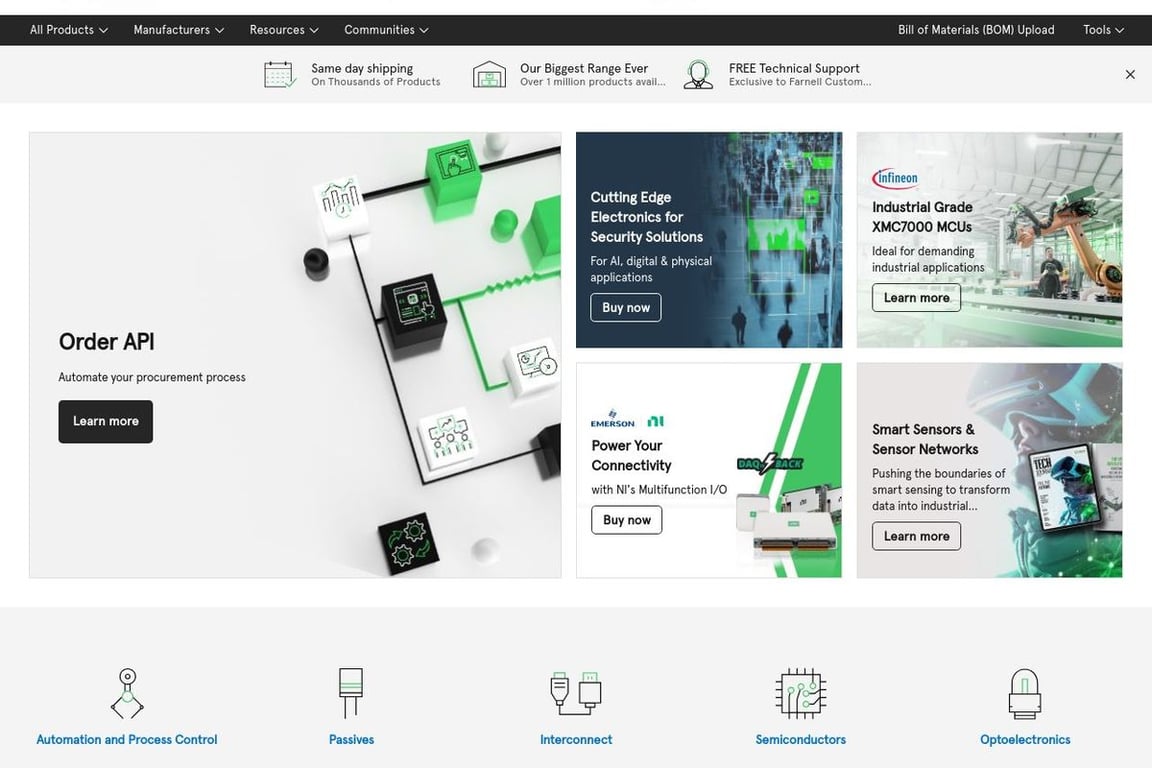 Element14 homepage