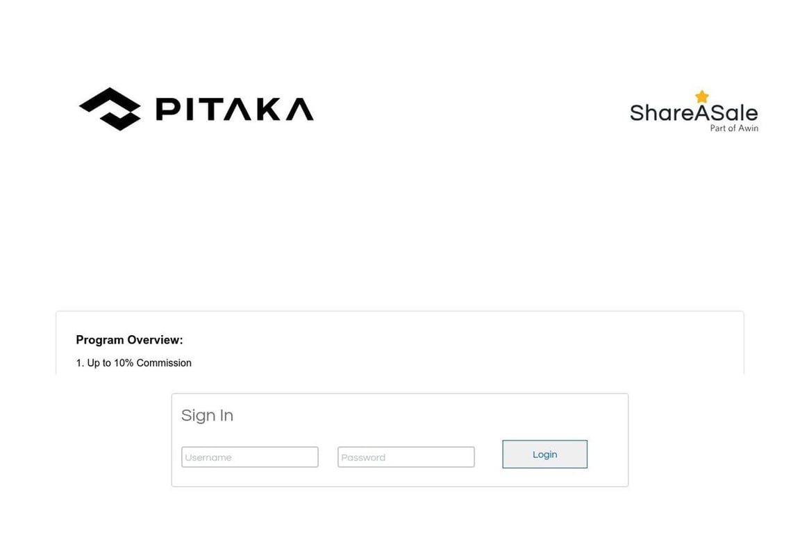 PITAKA affiliate program signup page