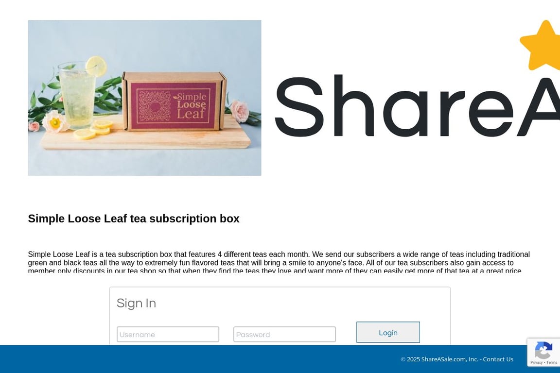 Simple Loose Leaf affiliate program signup page