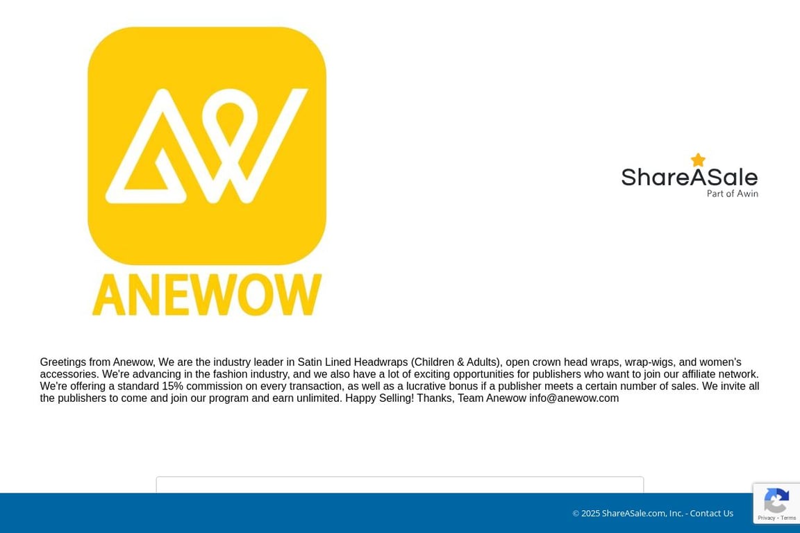 Anewow affiliate program signup page