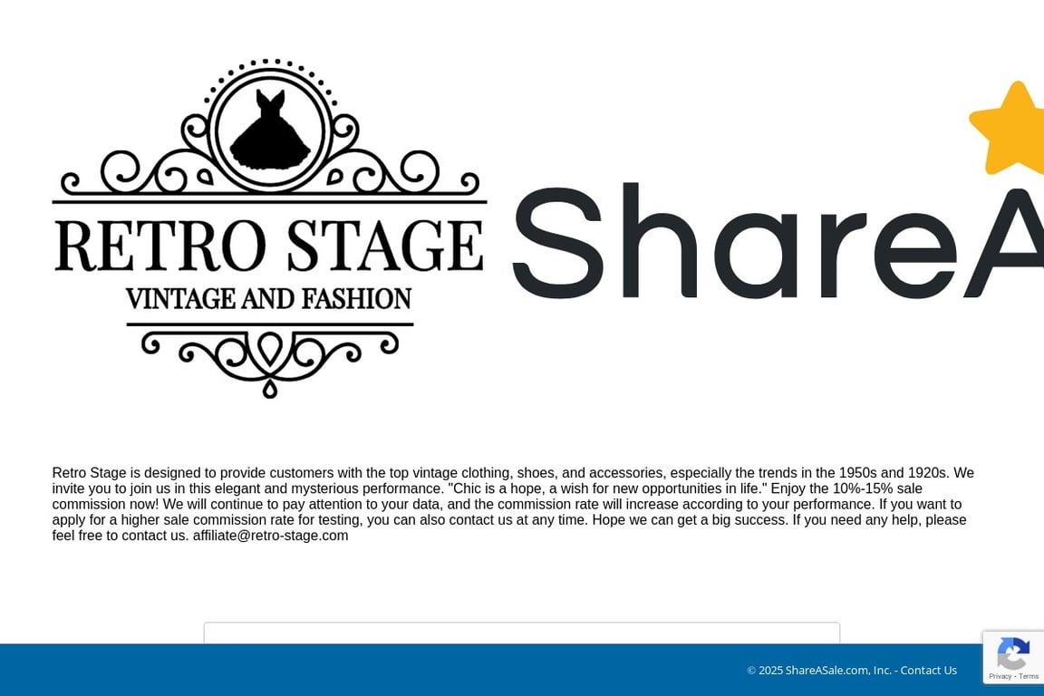 Retro Stage affiliate program signup page
