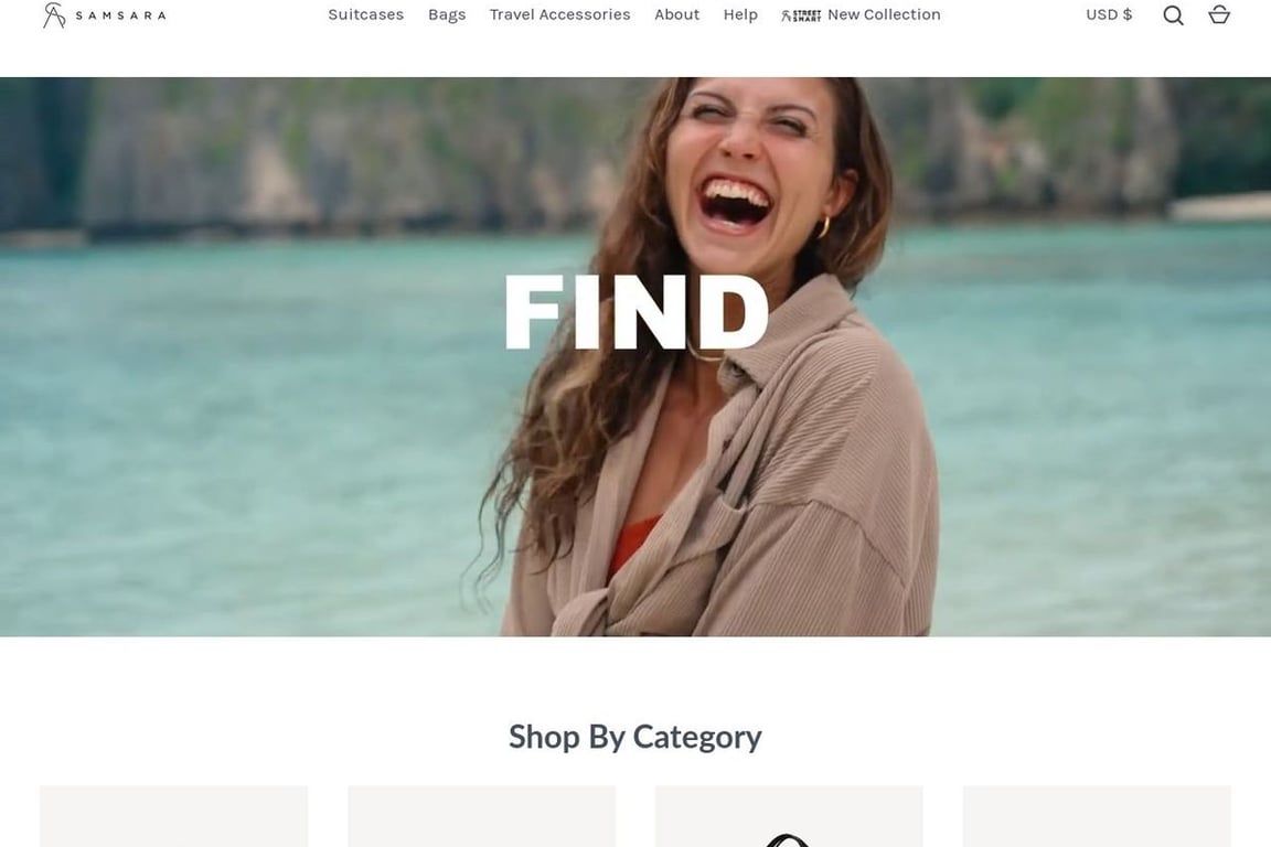 Samsara Luggage homepage