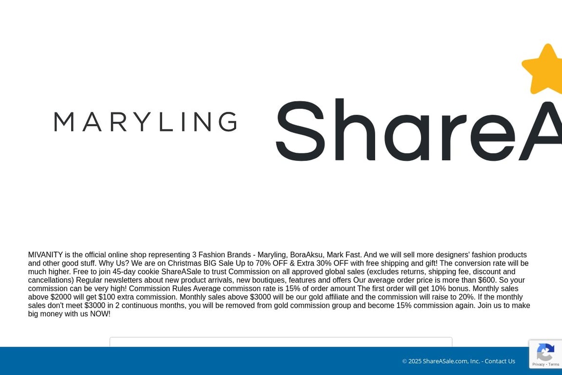 Maryling Mall affiliate program signup page