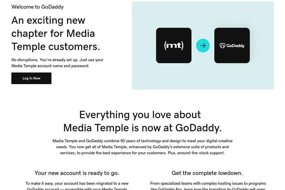 Media Temple homepage