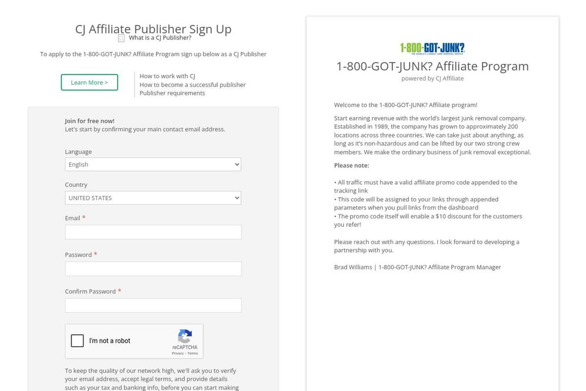 1-800-GOT-JUNK? affiliate program signup page