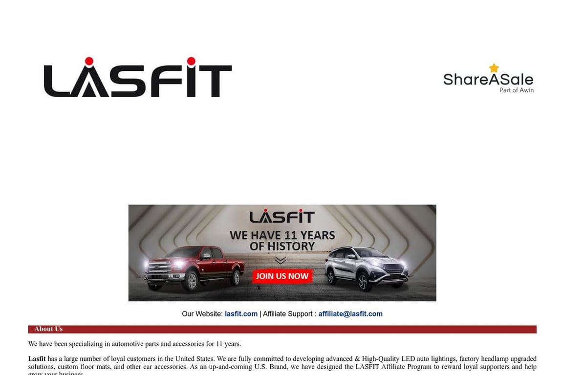 Lasfit affiliate program signup page