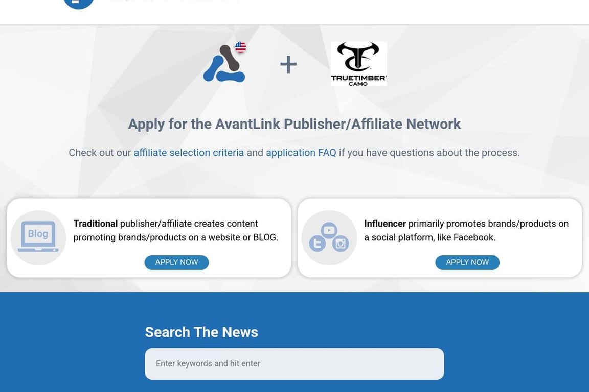 TrueTimber affiliate program signup page
