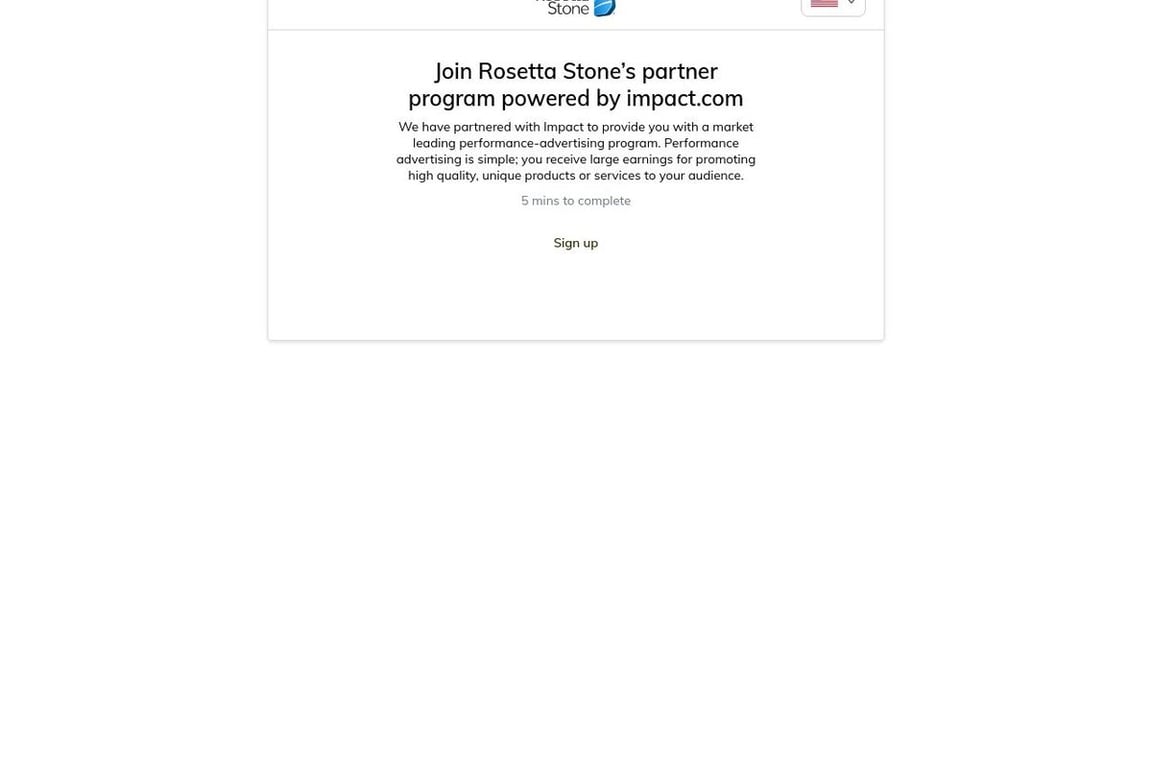 Rosetta Stone affiliate program signup page