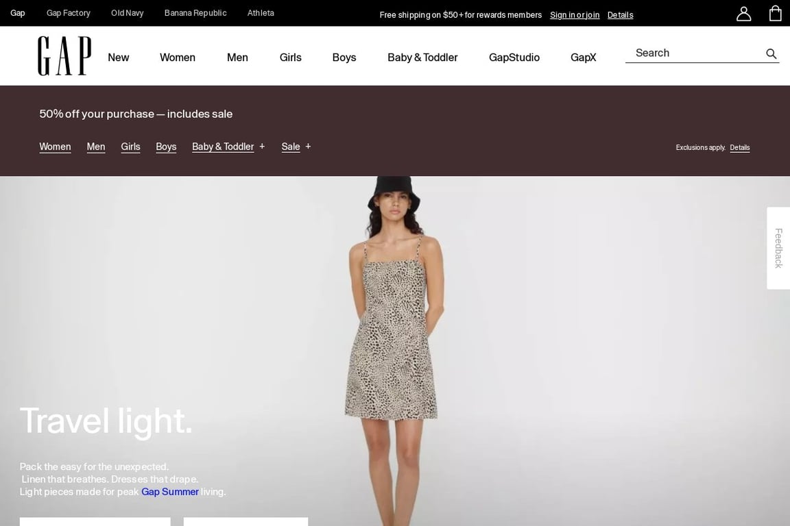 Gap homepage