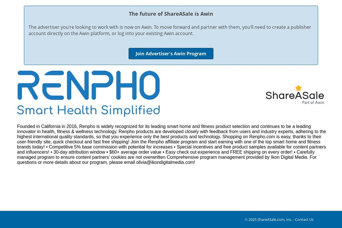 Renpho affiliate program signup page