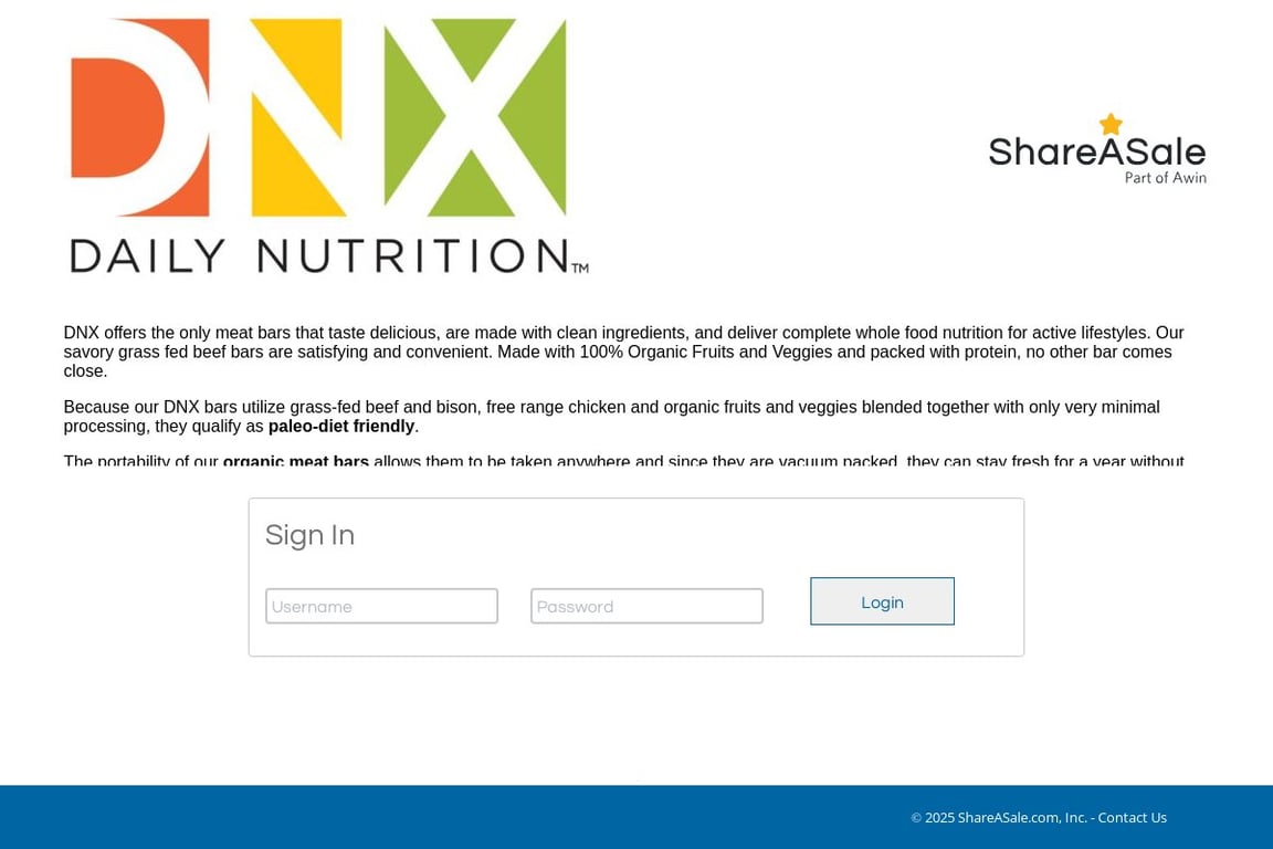 DNX Bar affiliate program signup page