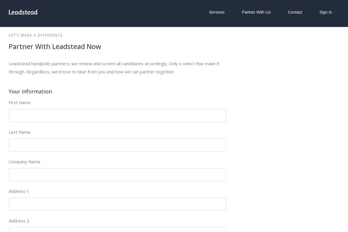 Leadstead affiliate program signup page