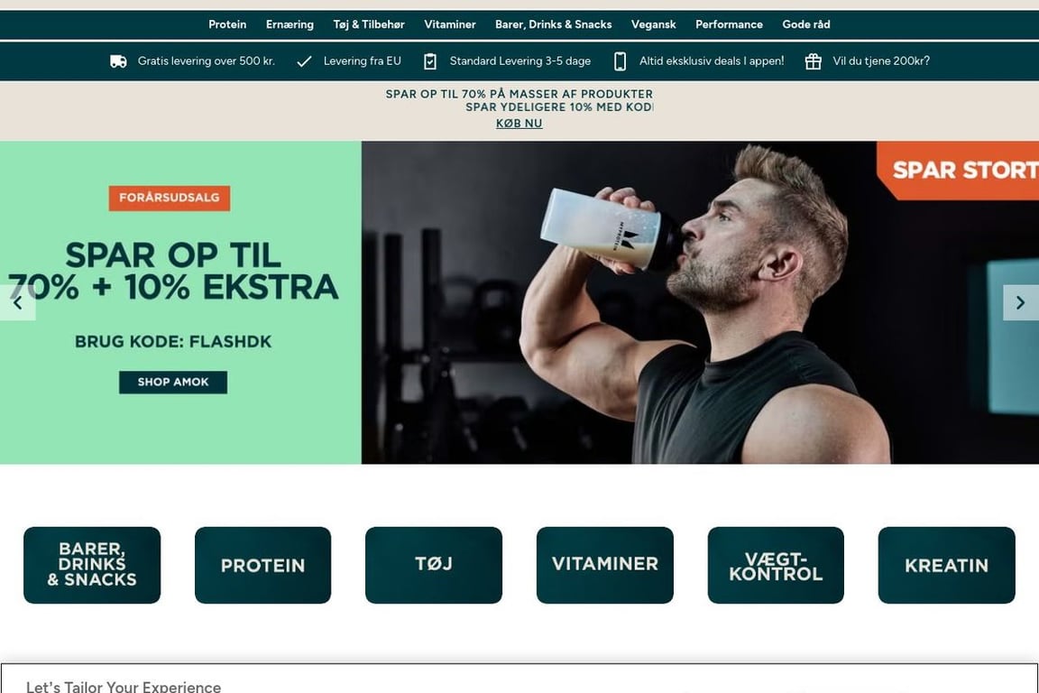 Myprotein DK homepage