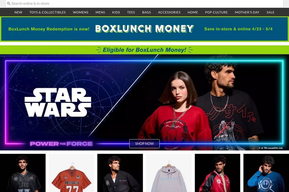 BoxLunch homepage