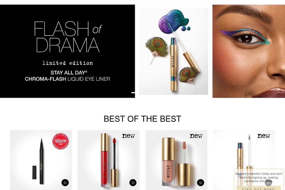 Stila Cosmetics homepage