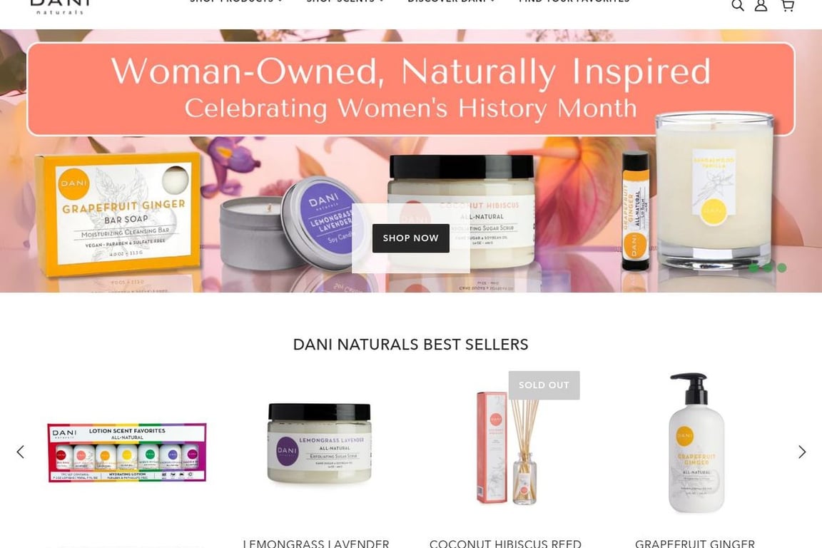 DANI Naturals homepage