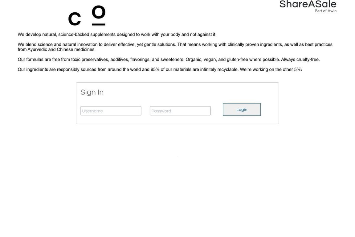 The Nue Co. affiliate program signup page