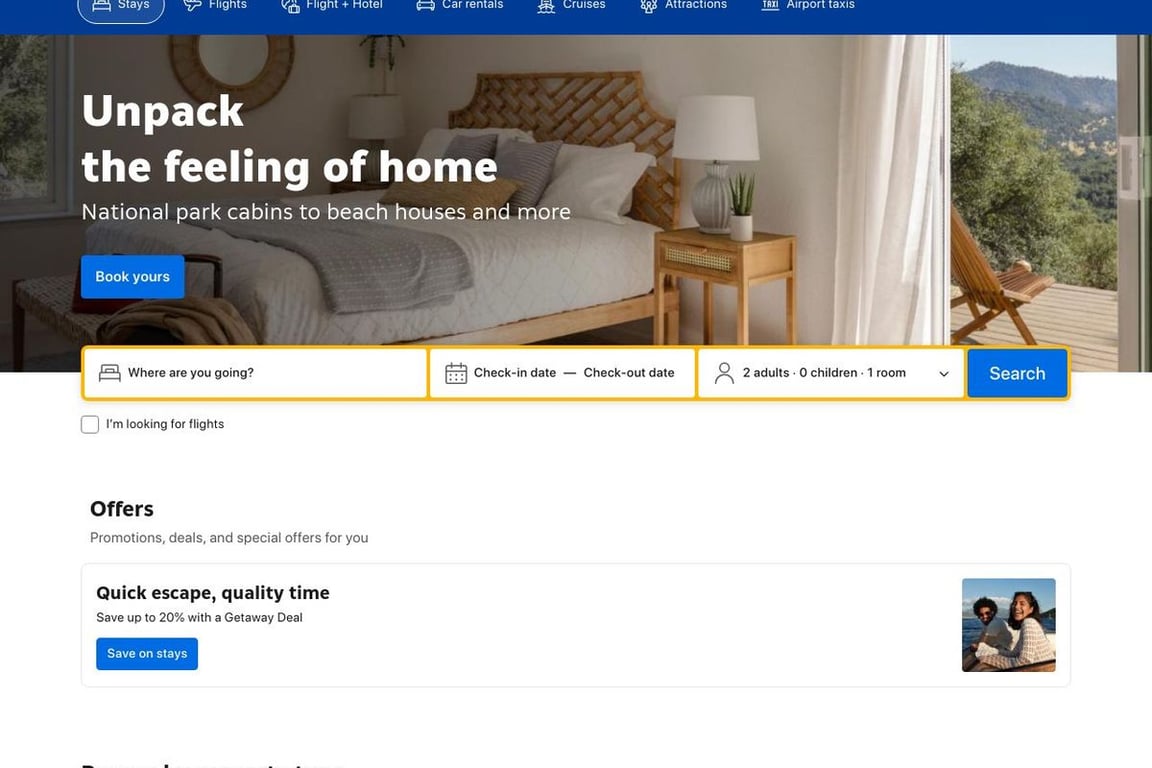 Booking.com homepage