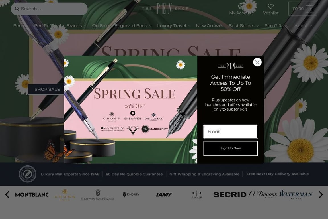 The Pen Shop homepage