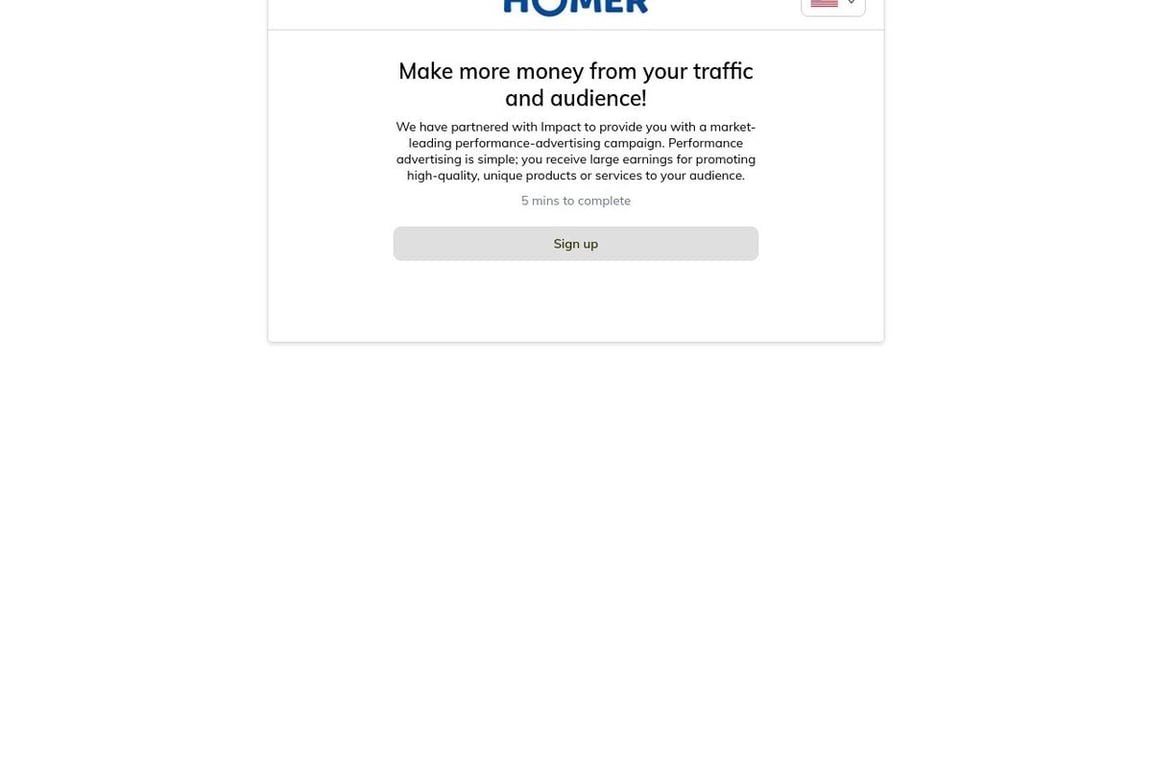 HOMER affiliate program signup page