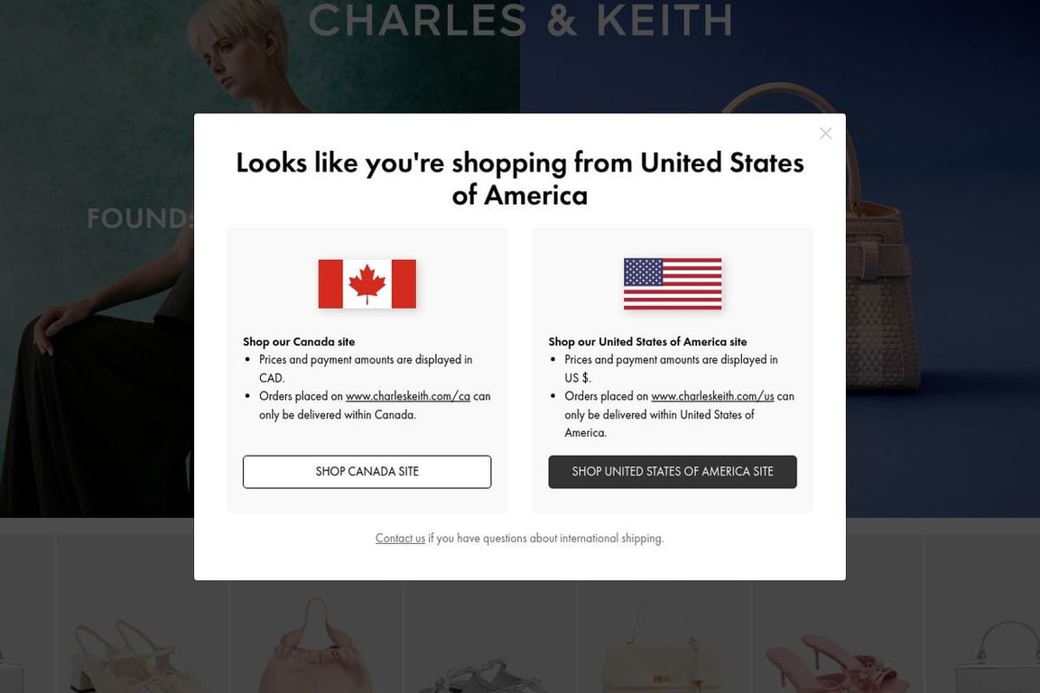 Charles & Keith CA homepage
