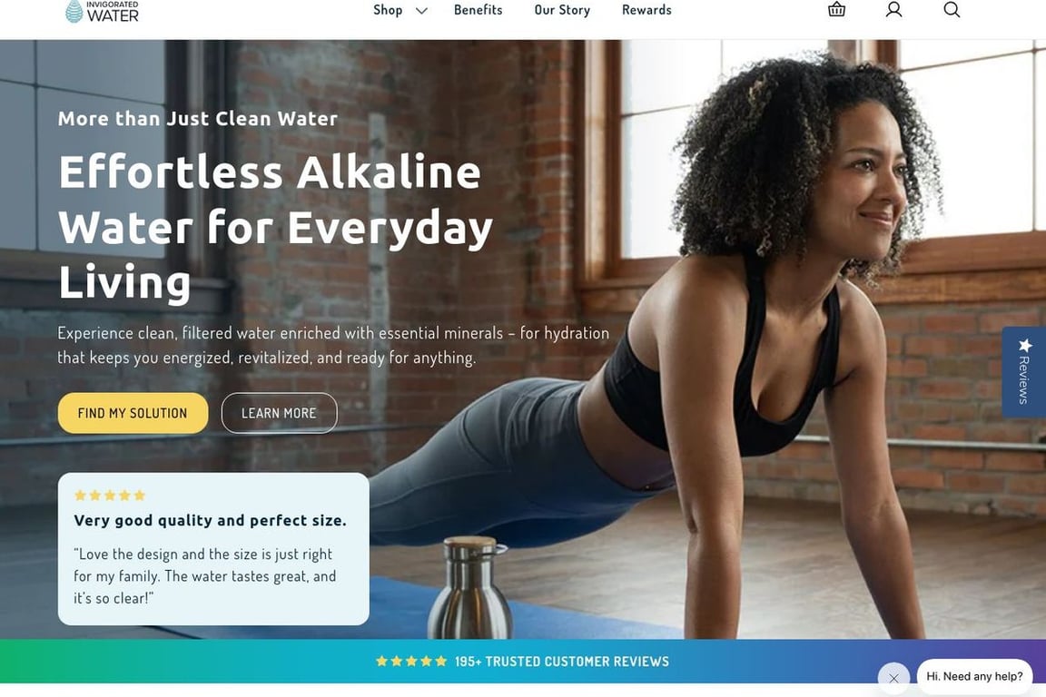 Invigorated Water homepage