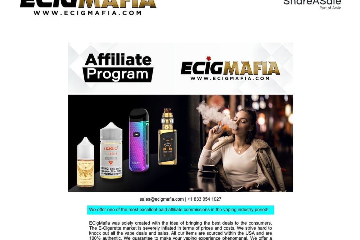 EcigMafia affiliate program signup page