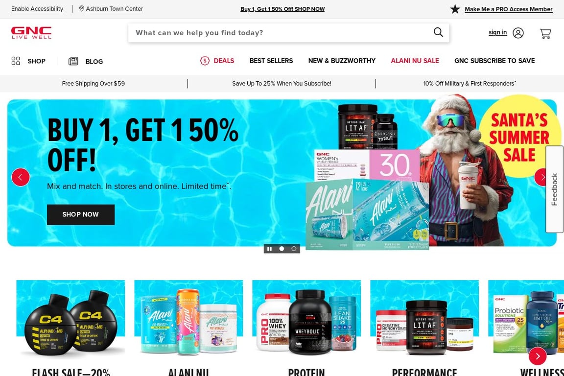 GNC homepage