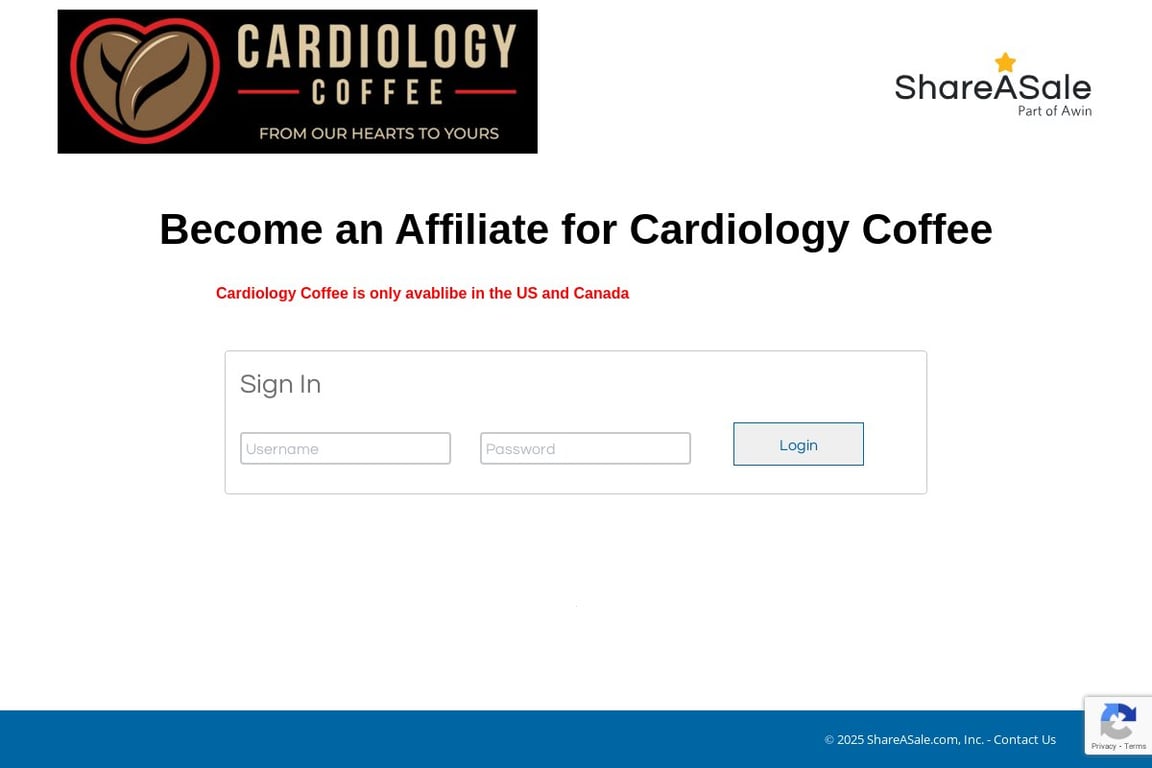 Cardiology Coffee affiliate program signup page