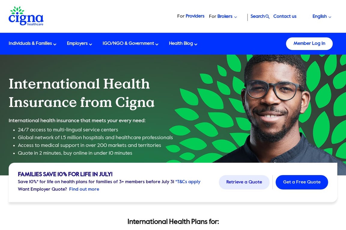 Cigna Global homepage