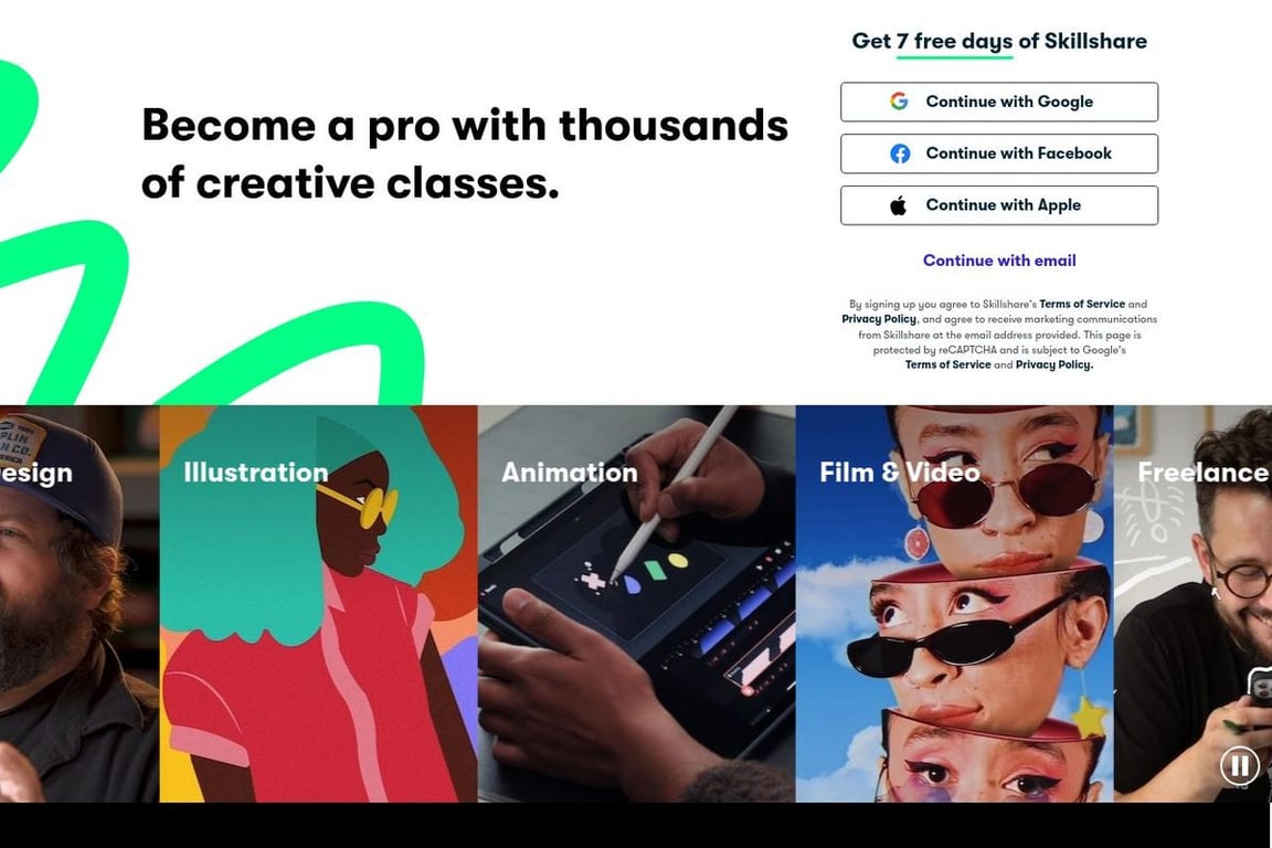 Skillshare homepage