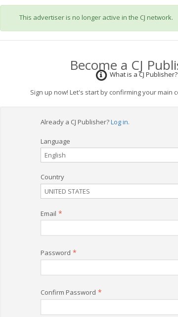 Dillard’s affiliate program signup page