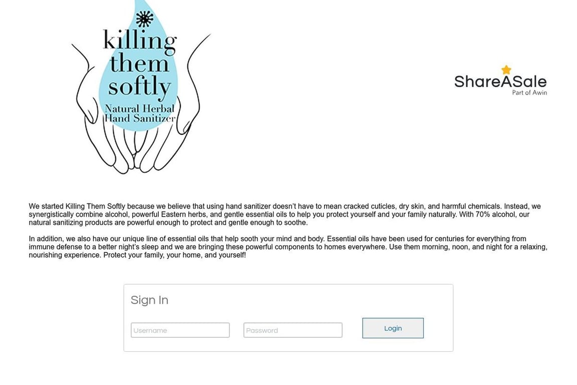 Killing Them Softly affiliate program signup page